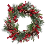Gigi Seasons 24 in. Decorated Christmas Wreath Pine Cones and Berries