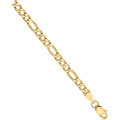 14K Yellow Gold 3.5mm Semi Solid Figaro Chain Bracelet
