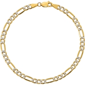 14K Yellow Gold 3.9mm Semi Solid Pave Figaro Chain 7 in.