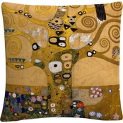 Trademark Fine Art Gustav Klimt Tree of Life Soclet Frieze 1905 Decorative Pillow