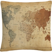 Trademark Fine Art Time Zones Map of the World Decorative Throw Pillow