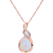 Sofia B. 10K Rose Gold 2 CTW Opal and Diamond Accent Twist Pendant with Chain