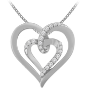 Sterling Silver 1/5 CTW Diamond Heart Pendant on an 18 in. Box Chain