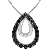 Sterling Silver 1/3 CTW Black and White Diamond Teardrop Pendant on 18 in. Chain