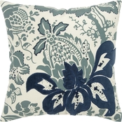 Rizzy Home Floral Print 18 in. X18 in. Polyester Filled Pillow