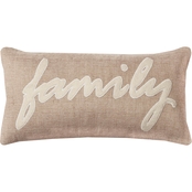 Rizzy Home Word Beige 11 x 21 in. Polyester Filled Pillow
