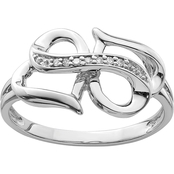 Sterling Silver Diamond Accent Infinity Symbol Heart Ring