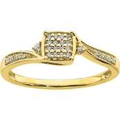 10K Yellow Gold 1/10 CTW Diamond Cluster Promise Ring
