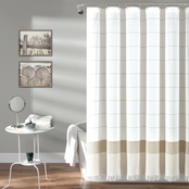 Lush Decor Stripe Yarn Dyed Tassel Fringe Woven Cotton Shower Curtain 72 x 72