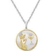 She Shines Sterling Silver and 14K Plated Accent Diamond Religious Pendant