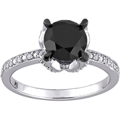 Diamore 14K White Gold 2 CTW Black and White Diamond Engagement Ring
