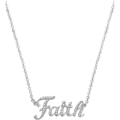 She Shines Sterling Silver 1/10 CTW Diamond Faith Necklace 18 in.