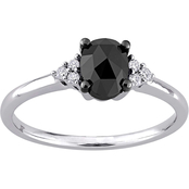 Diamore 14K White Gold 1 CTW Black and White Diamond Oval Engagement Ring