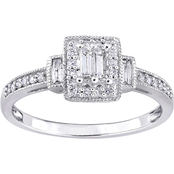 Diamore 10K White Gold 1/3 CTW Diamond Baguette Cut Engagement Ring