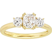 14K Yellow Gold 1 1/2 CTW Diamond Cushion Cut Engagement Ring