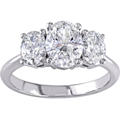 18K White Gold 1 1/2 CTW Diamond Oval Cut 3-Stone Engagement Ring