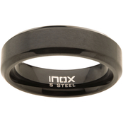 INOX Men's Stainless Steel Matte Black Plated Beveled Wedding Ring