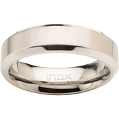 INOX Men's Stainless Steel 6mm Matte Beveled Wedding Ring