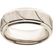 INOX Men's Stainless Steel Brushed with Groove Finish Wedding Ring