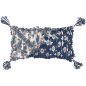Rizzy Home Abstract Dark Blue Polyester Filled Pillow 14 in. x 26 in.