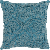 Rizzy Home Solid Blue Square Decorative Throw Pillow