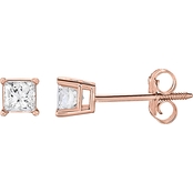 14K White Gold 1/4 CTW Princess Diamond Solitaire Earrings