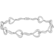 Courageous Hearts Sterling Silver Wave Link Bracelet with Lobster Clasp