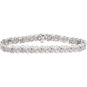 Timeless Love Sterling Silver 1 CTW Diamond Cluster Bracelet
