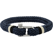 Chisel Stainless Steel Polished Woven Navy Cotton Bracelet