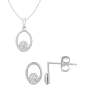 Love Honor Cherish Sterling Silver 1/10 CTW Diamond Circle Pendant Earrings Set