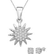 She Shines Sterling Silver 1/4 CTW Diamond Earring and Star Pendant Set