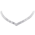 Sterling Silver 17 in. Riccio V-Shaped Necklace