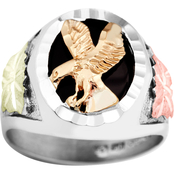 Landstrom's Black Hills Gold Sterling Silver Onyx Eagle Ring