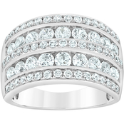 Sterling Silver 2 CTW Multi Row Diamond Fashion Ring Size 7