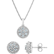 Sterling Silver 1/2 CTW Diamond Pendant and Earring Set