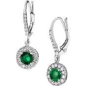 14K White Gold Diamond and Emerald Fashion Earrings