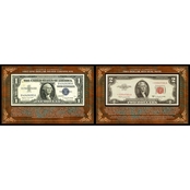 American Coin Treasures Scarce Currency $1 Silver Certificate, $2 Red Seal Note