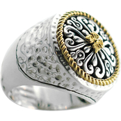 Sterling Silver and 14K Gold Over Sterling Floral Design Ring Size 7