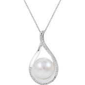 Imperial Sterling Silver 12-13mm Freshwater Cultured Pearl and White Topaz Pendant