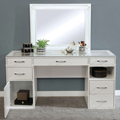 Furniture of America Vickie Vanity with Stool and Mirror