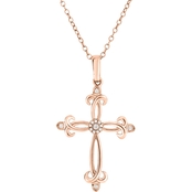 Adorne 10K Rose Gold Diamond Accent Cross Pendant