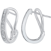 10K White Gold 1/4 CTW Diamond Hoop Earrings