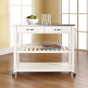 Crosley Stainless Steel Top Kitchen Cart with Stool Storage