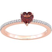 Sofia B. 10K Rose Gold Garnet and 1/10 CTW Diamond Heart Ring