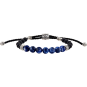 Esquire Sterling Silver Sodalite and Onyx Corded Bolo Bracelet