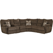 Catnapper Elliott Sectional with 3 Recliners, Console and Cup Holders