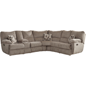 Catnapper Elliott Power Sectional with 3 Recliners, Console and Cup Holders