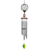 Exhart Solar Caged Wind Chime with Metal Finial