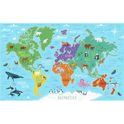 RoomMates World Map Mural Peel and Stick Wallpaper