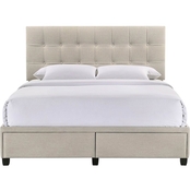 Elements Hacienda Oak White Upholstered Queen Bed